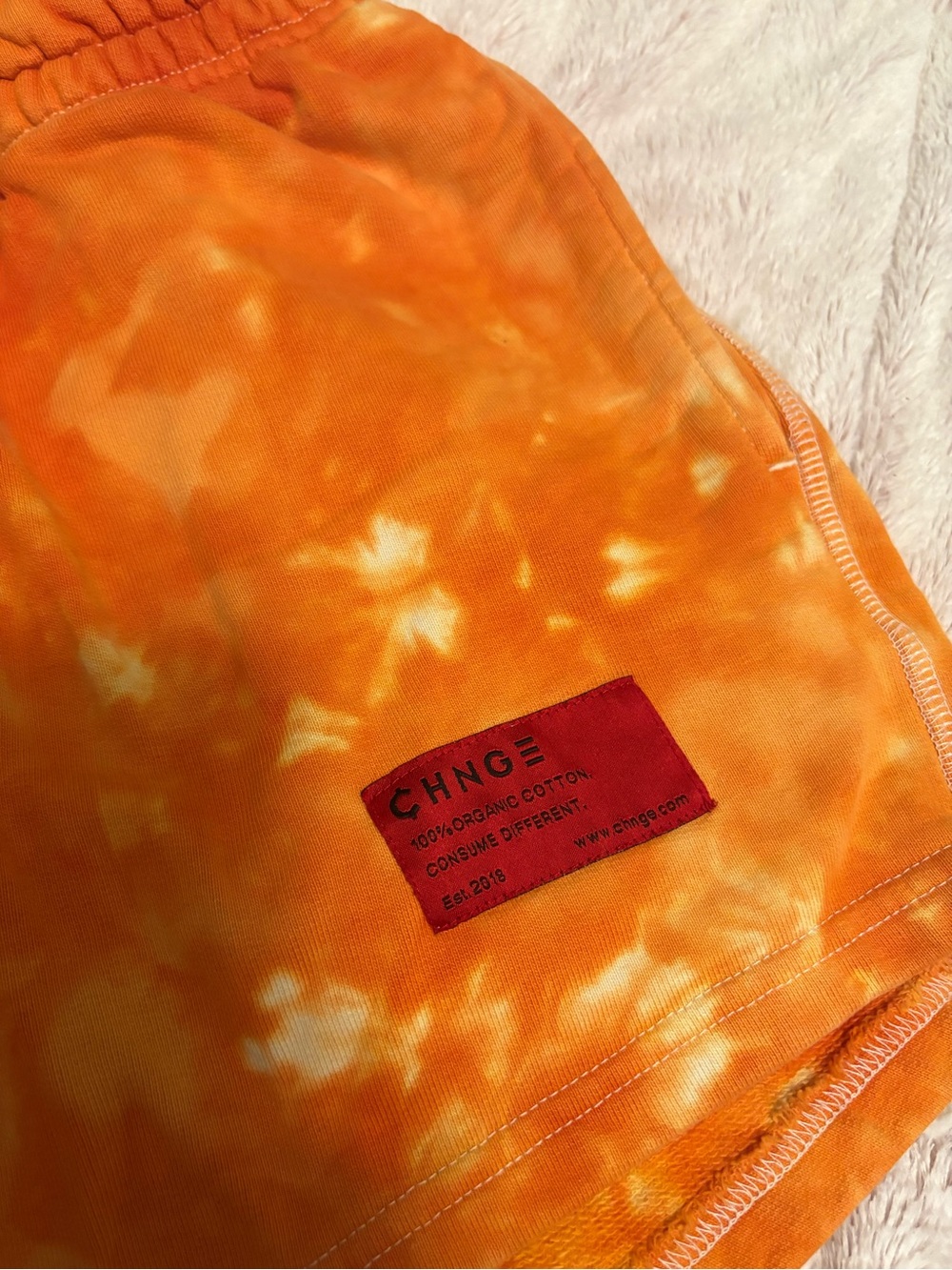 CHNGE Orange Tie-Dye Sweat Shorts - Picture 3 of 5